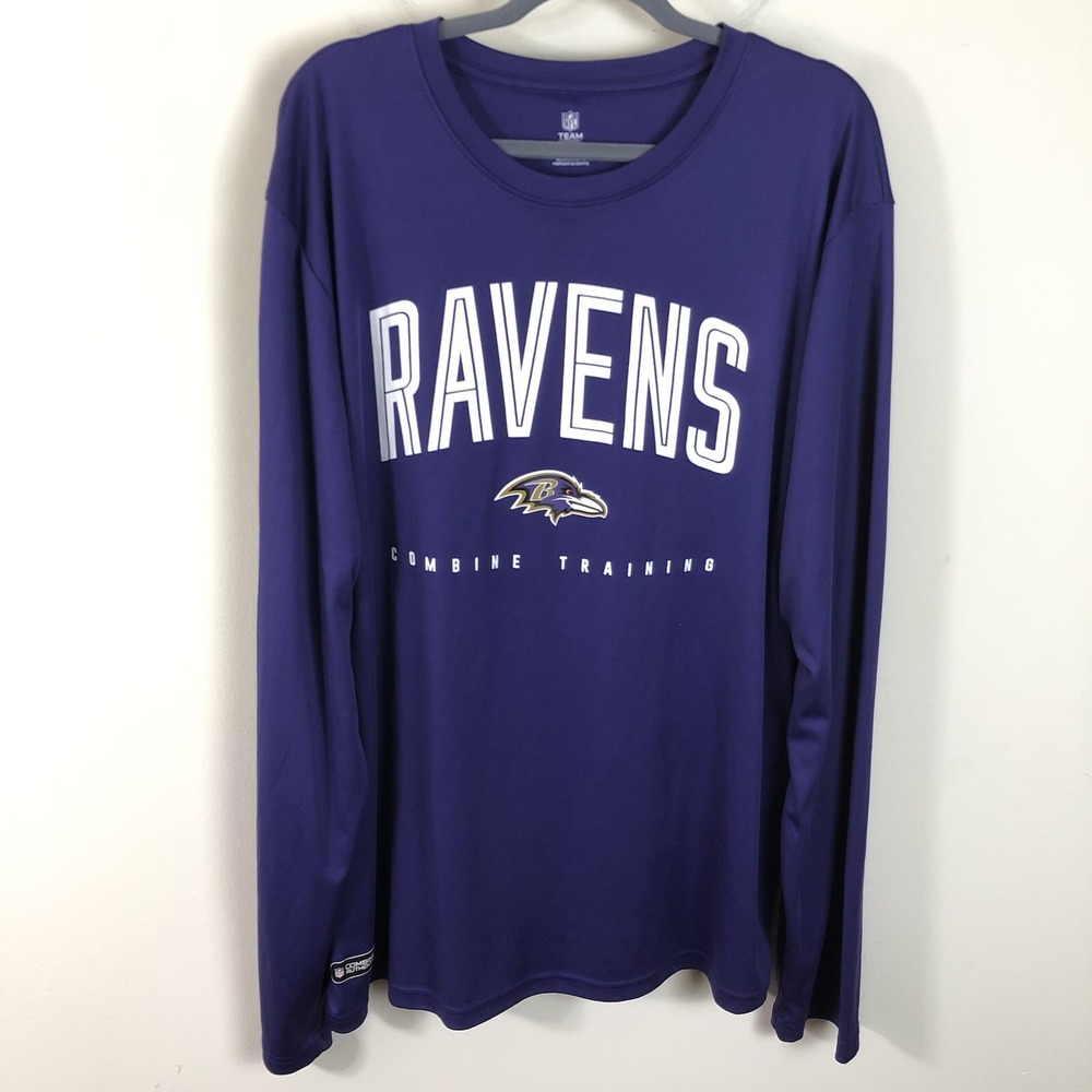 Baltimore Ravens NFL Team Apparel Long Sleeve Shirt Men's Sz 2XL Purple Training